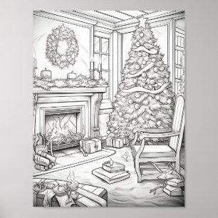 Merry Christmas Adult Coloring Poster