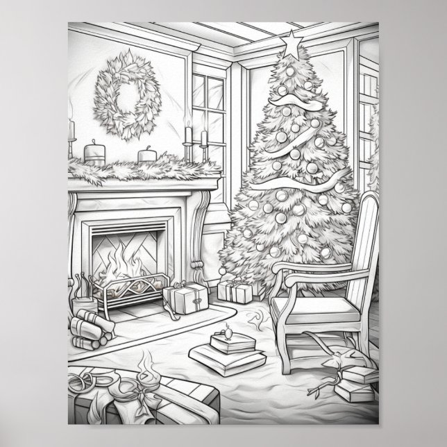 Merry Christmas Adult Coloring Poster (Front)