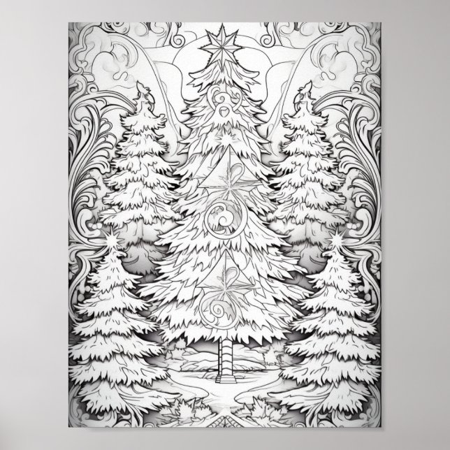 Merry Christmas Adult Coloring Poster (Front)