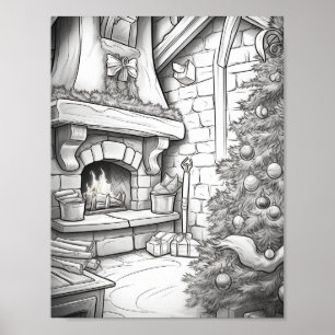 Merry Christmas Adult Coloring Poster