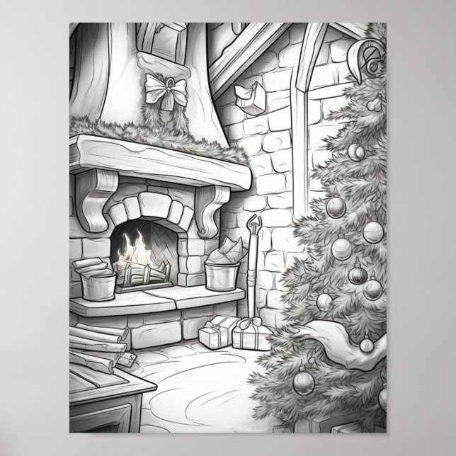 Merry Christmas Adult Coloring Poster (Front)