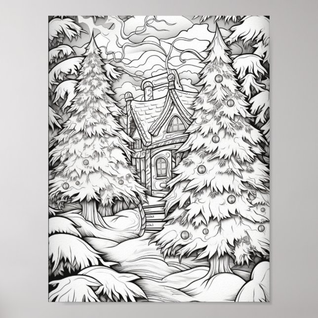 Merry Christmas Adult Coloring Poster (Front)