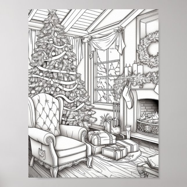 Merry Christmas Adult Coloring Poster (Front)