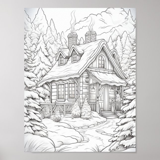 Merry Christmas Adult Coloring Poster (Front)