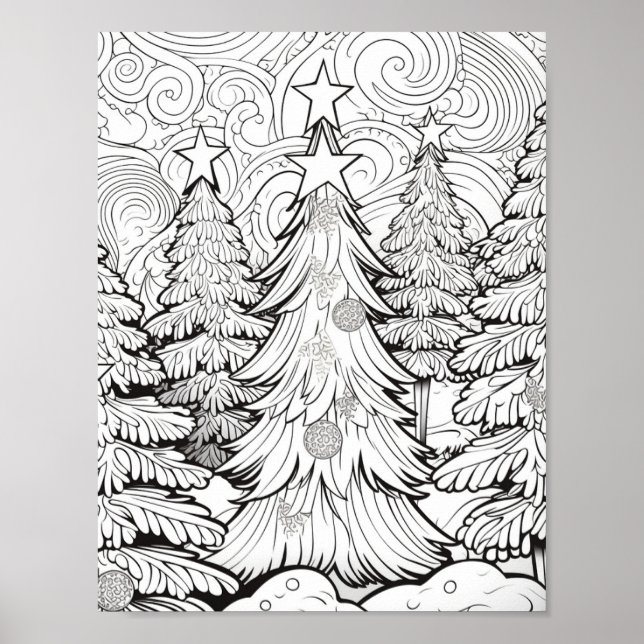Merry Christmas Adult Coloring Poster (Front)