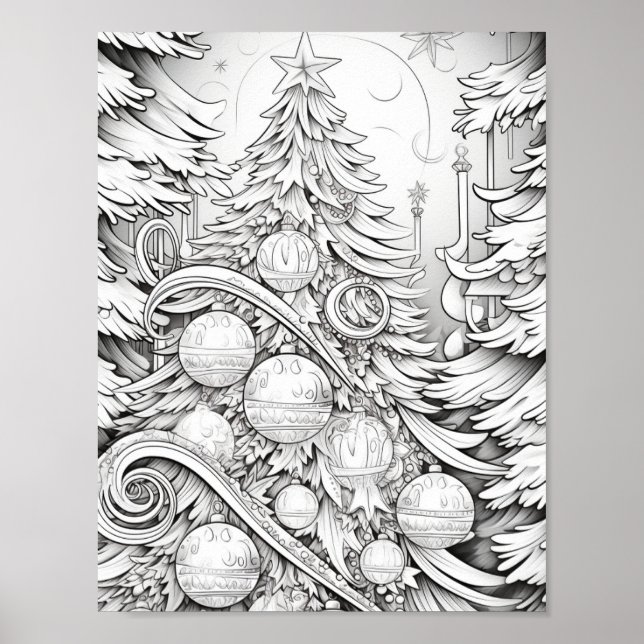 Merry Christmas Adult Coloring Poster (Front)
