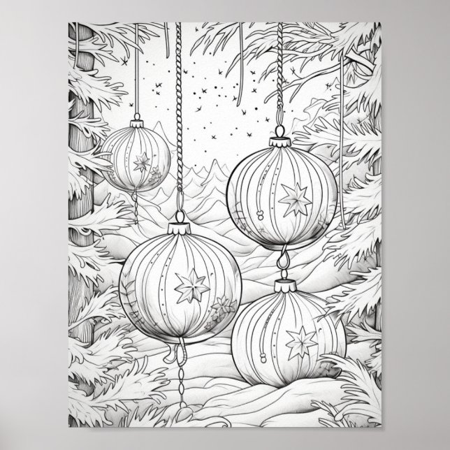 Merry Christmas Adult Coloring Poster (Front)