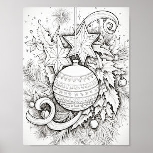 Merry Christmas Adult Coloring Poster