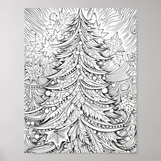 Merry Christmas Adult Coloring Poster (Front)