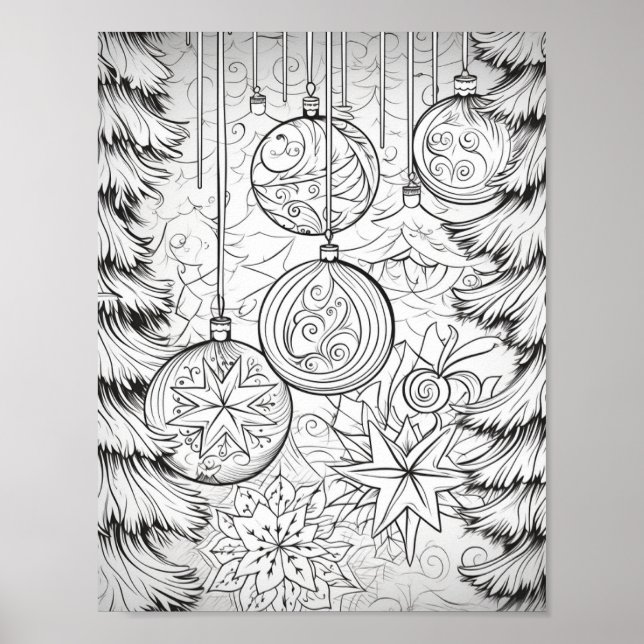 Merry Christmas Adult Coloring Poster (Front)