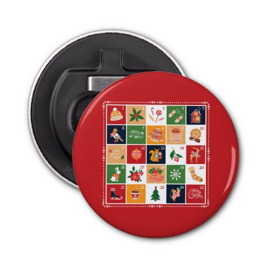 Merry Christmas Advent Calendar Poinsettia Red
