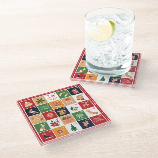 Merry Christmas Advent Calendar Poinsettia Red