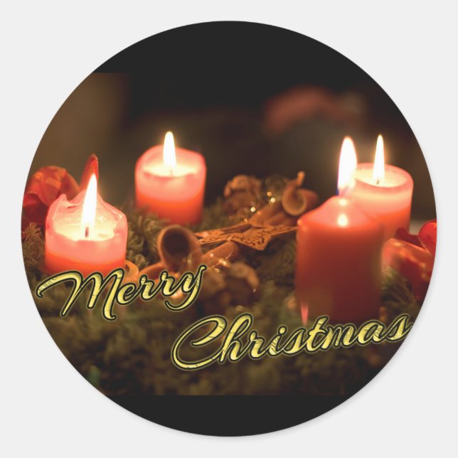 Merry Christmas Advent Wreath! Classic Round Sticker (Front)