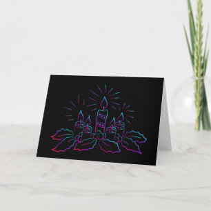 Merry christmas advent wreath neon holiday card