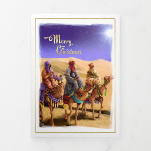 Merry Christmas. African American Nativity Art Tri-Fold Holiday Card