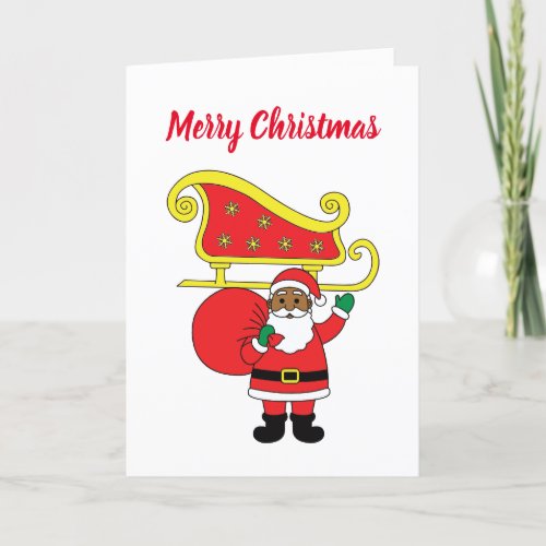 Merry Christmas African American Santa Claus Holiday Card