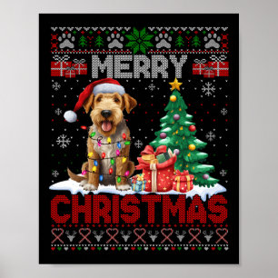 Merry Christmas Airedale Terrier Dog Lover Ugly Xm Poster