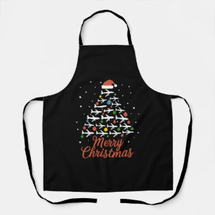 Merry Christmas Airplane Tree Vacation Apron