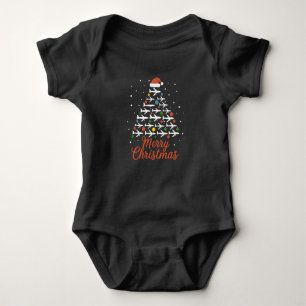 Merry Christmas Airplane Tree Vacation Baby Bodysuit