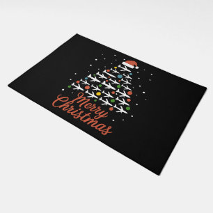 Merry Christmas Airplane Tree Vacation Doormat