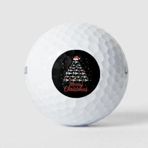 Merry Christmas Airplane Tree Vacation Golf Balls