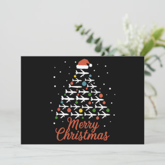 Merry Christmas Airplane Tree Vacation Holiday Card