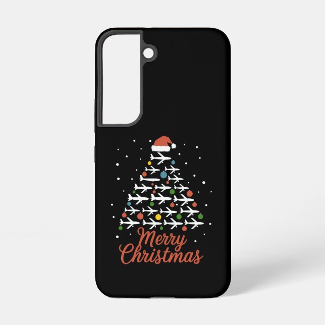 Merry Christmas Airplane Tree Vacation Samsung Galaxy Case (Back)