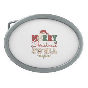 Merry Christmas All Santa Hat Lightning Stars Belt Buckle