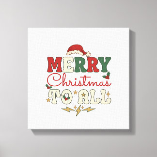 Merry Christmas All Santa Hat Lightning Stars Canvas Print