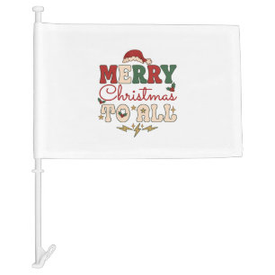 Merry Christmas All Santa Hat Lightning Stars Car Flag