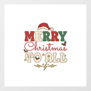 Merry Christmas All Santa Hat Lightning Stars Floor Decals