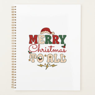 Merry Christmas All Santa Hat Lightning Stars Planner