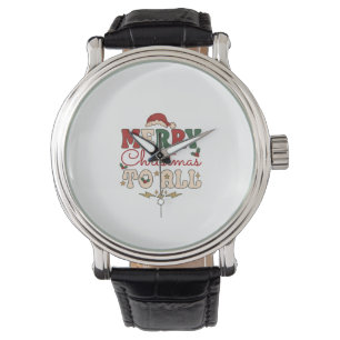 Merry Christmas All Santa Hat Lightning Stars Watch