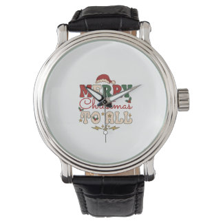 Merry Christmas All Santa Hat Lightning Stars Watch