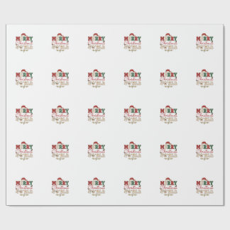 Merry Christmas All Santa Hat Lightning Stars Wrapping Paper