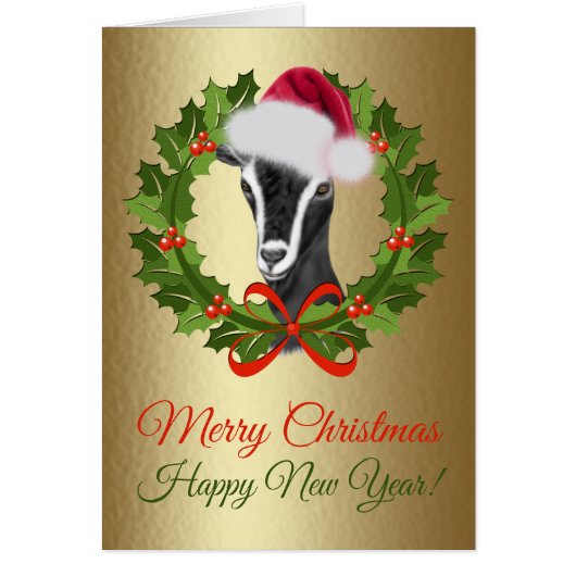 Merry Christmas Alpine Dairy Goat  Painting (Front)