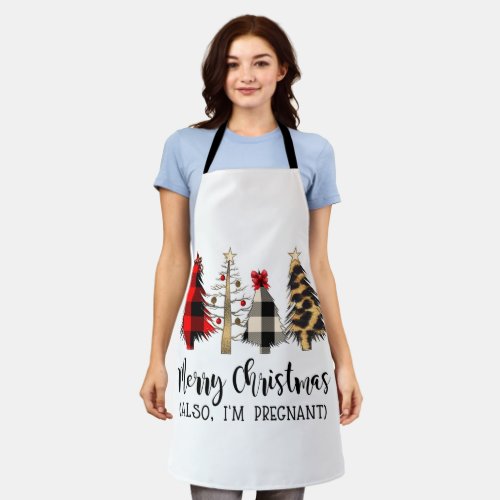 Merry Christmas Also Im Pregnant Pregnancy Announ Apron