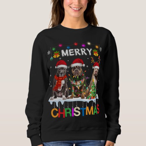 Merry Christmas American Bully Santa Christmas Tre Sweatshirt