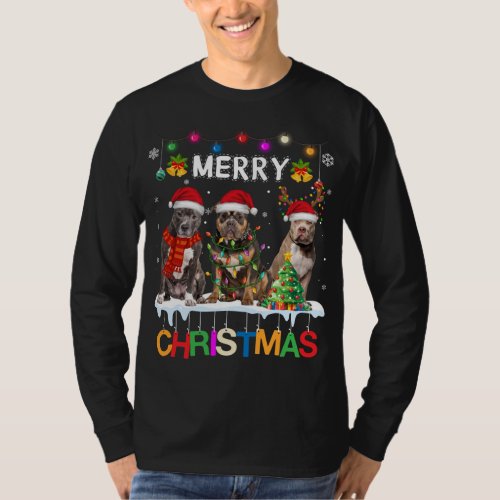 Merry Christmas American Bully Santa Christmas Tre T_Shirt