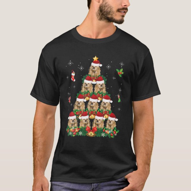 Merry Christmas American Cocker Spaniel Dog Santa T-Shirt (Front)