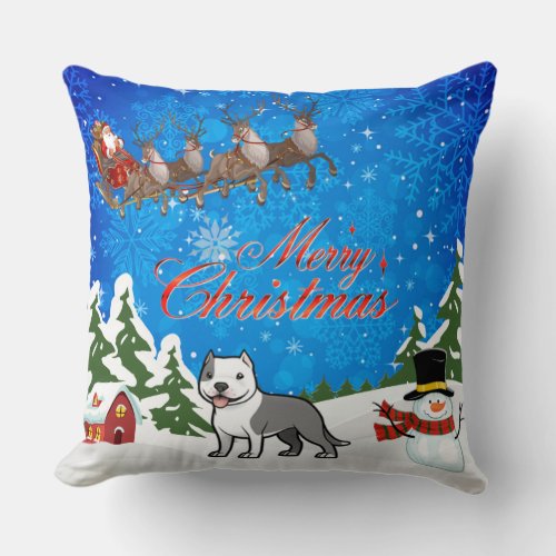 Merry Christmas American Staffordshire Terrier Throw Pillow
