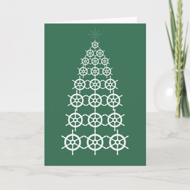 Merry Christmas - Anchor Christmas Tree (Green) Card (Front)