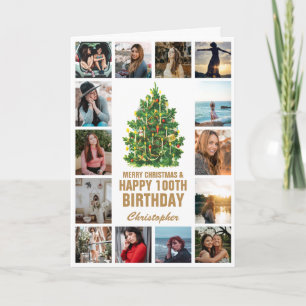 Merry Christmas and 100th Happy Birthday Photo Card