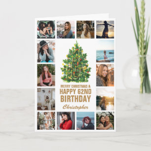 Merry Christmas and 62nd Happy Birthday Photo Card