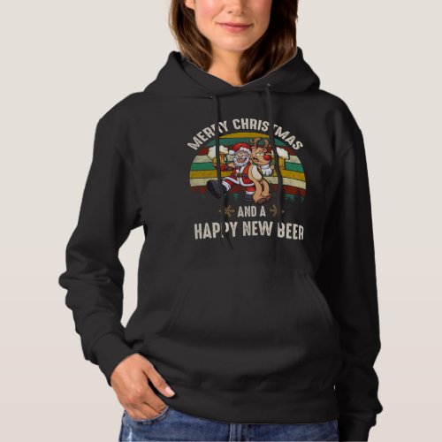 Merry Christmas And A Happy New Beer Ugly Christma Hoodie