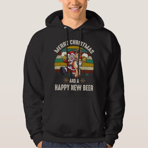 Merry Christmas And A Happy New Beer Ugly Christma Hoodie