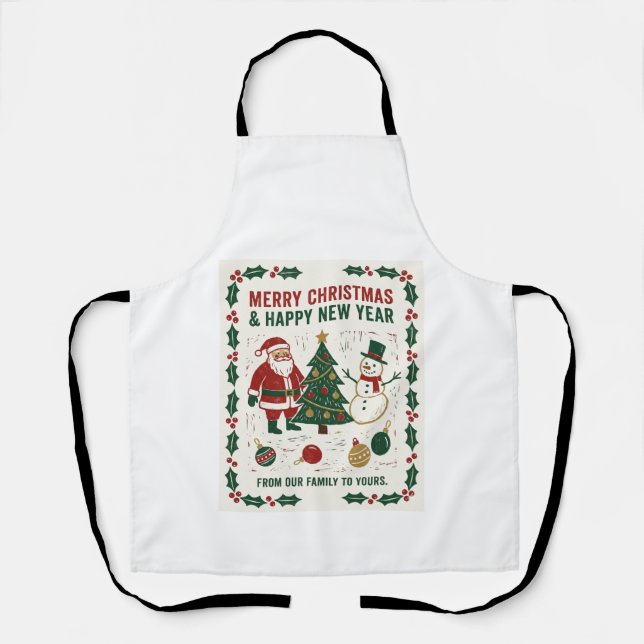 Merry Christmas and a Happy New Year Apron (Front)