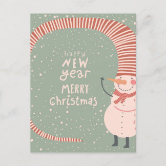 Merry Christmas And A Happy New Year Cartoon Holiday Postcard