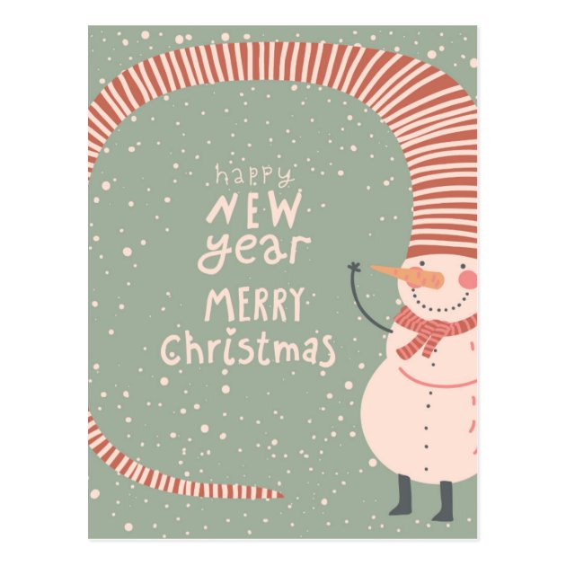 Merry Christmas And A Happy New Year Cartoon Postcard