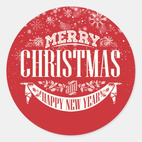 Merry Christmas and a Happy New Year Classic Round Sticker